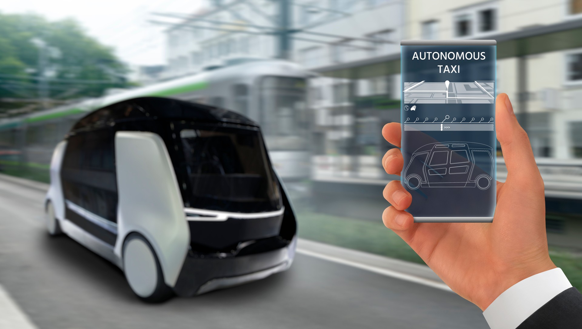 Contrôle du taxi autonome par application mobile.